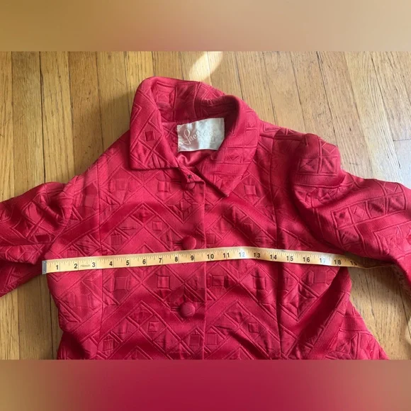 60s Vintage Malcolm Starr Red Satin Swing Coat - Picture 10 of 13